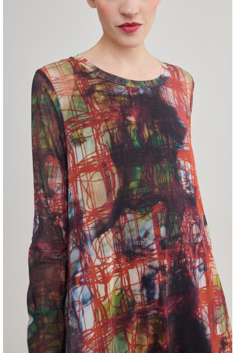 Aurore Printed Mesh Dress, Alternate, color, Multi-Brown