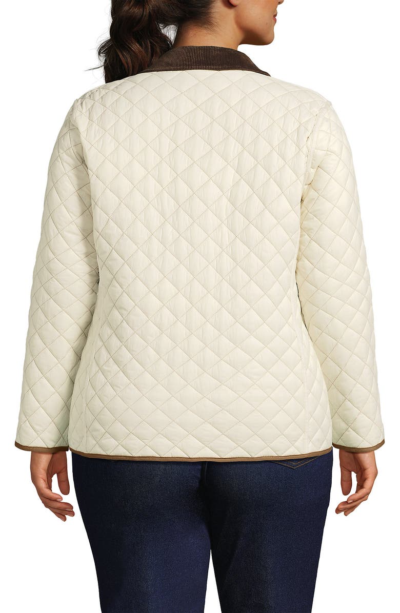 Lands' End Plus Size Print Reversible Barn Quilted Insulated Jacket, Alternate, color, Honey Beige/Ivory Pearl