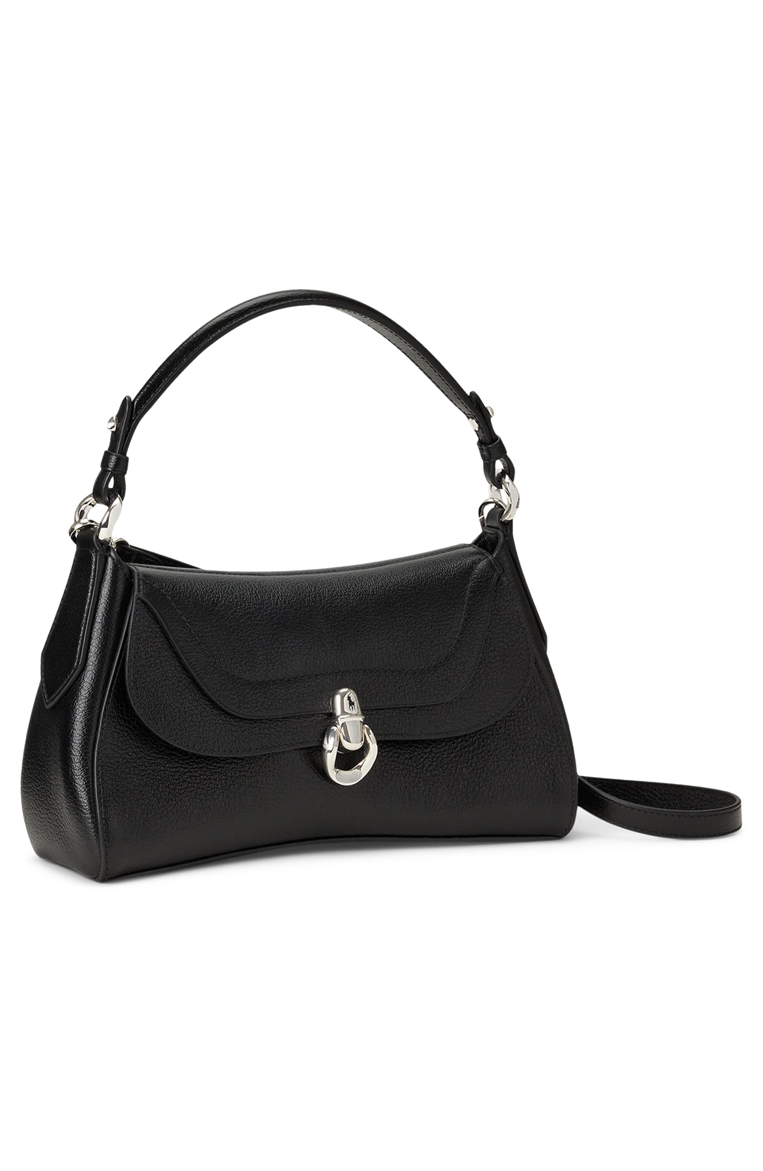 Leather Crossbody Bag, Alternate, color, BLACK