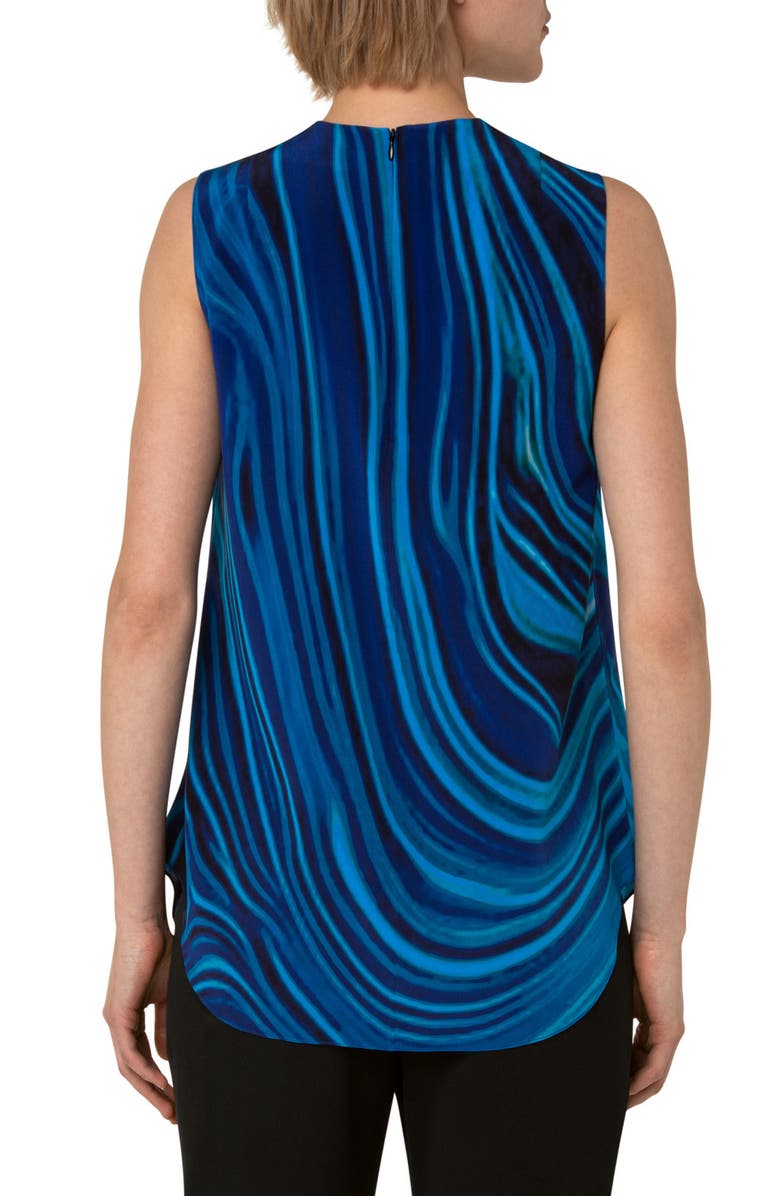 Akris punto Earth Print Sleevess Silk Blouse, Alternate, color, Azure Multicolor