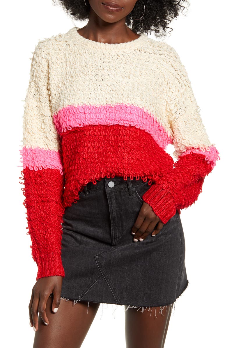 Woven Heart Bold Stripe Sweater, Main, color, 