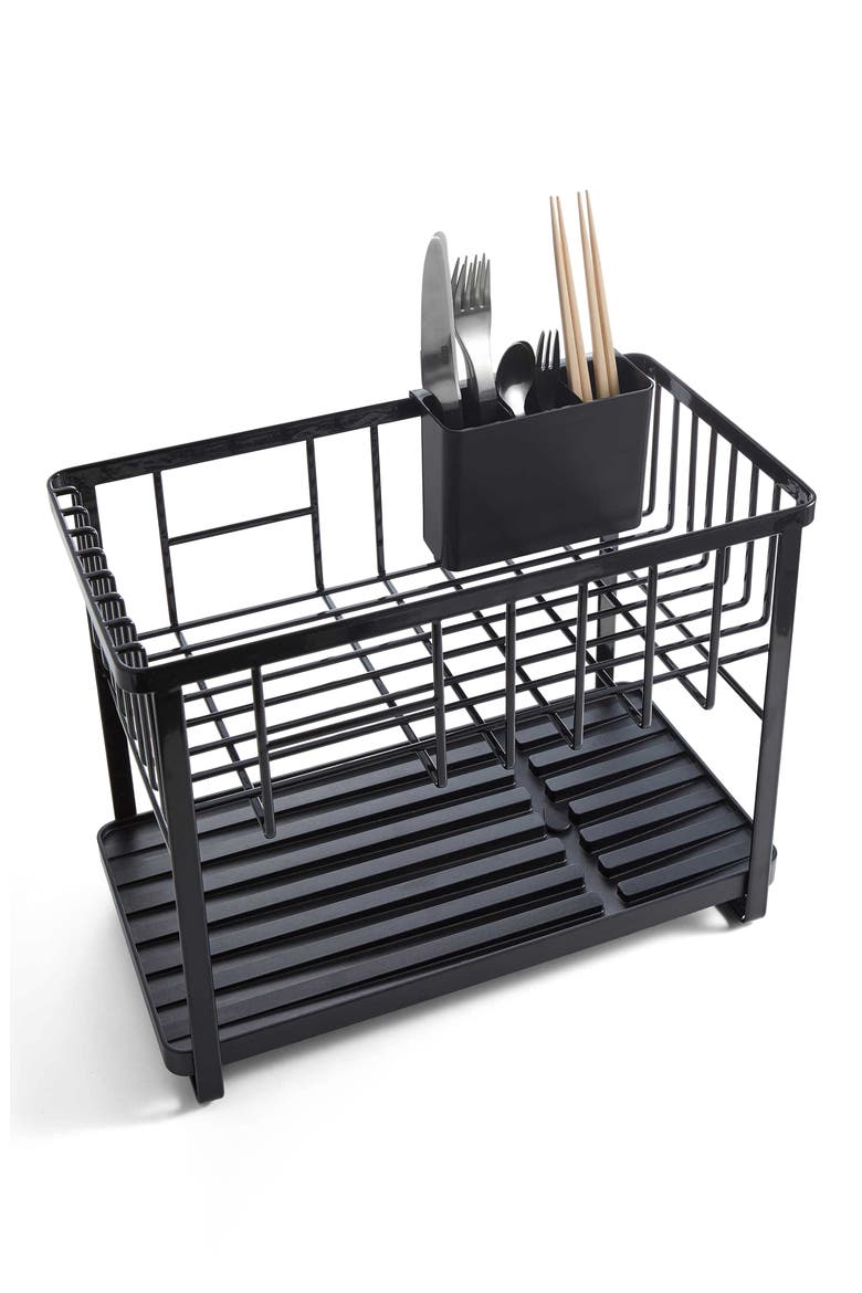 Two-Level Dish Drainer Rack, Alternate, color, BLACK