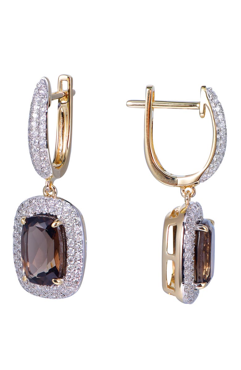 Kahn High Jewelry Smoky Quartz Earrings with Diamonds, Alternate, color, Brown