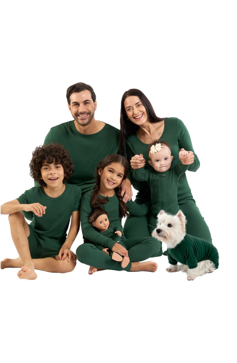 Leveret Kids Two-Piece Solid Cotton Matching Family Pajamas, Alternate, color, Uniform Green
