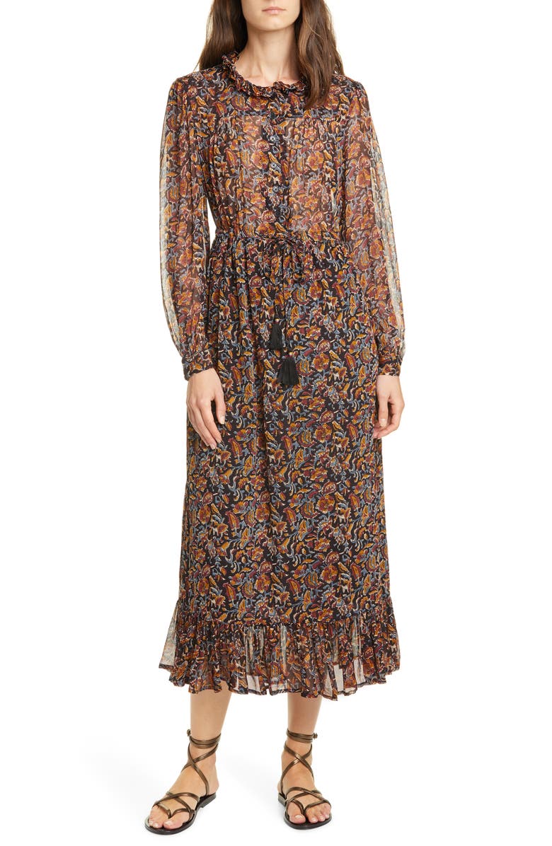 Sea Nicolette Floral Long Sleeve Midi Dress, Main, color,