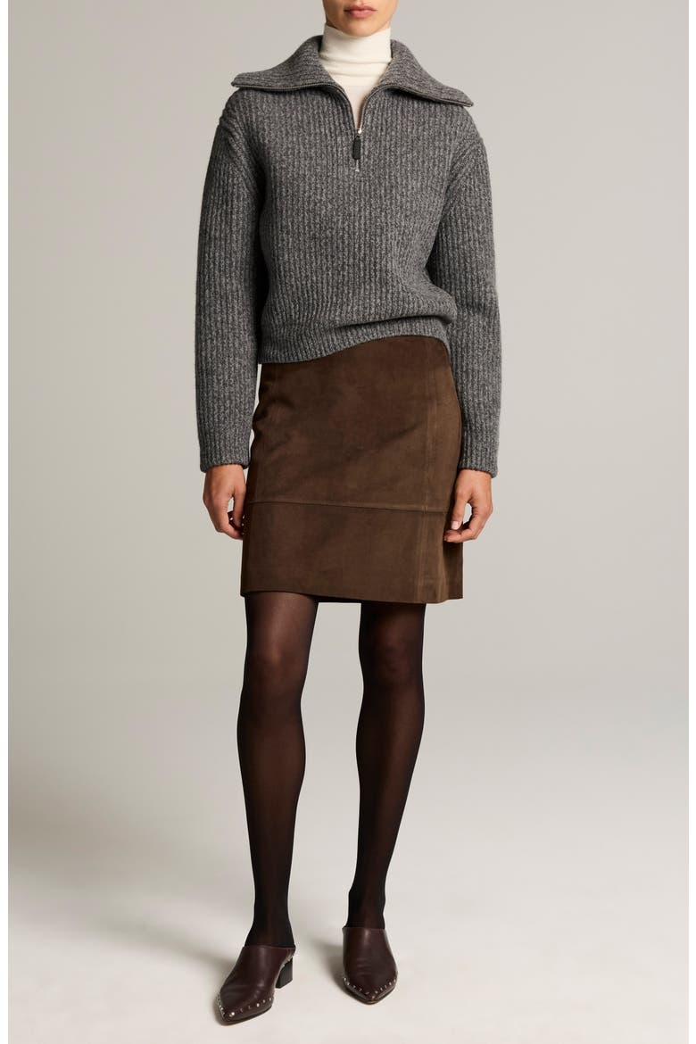Sailor Collar Half Zip Sweater, Alternate, color, DK H GREY MARL