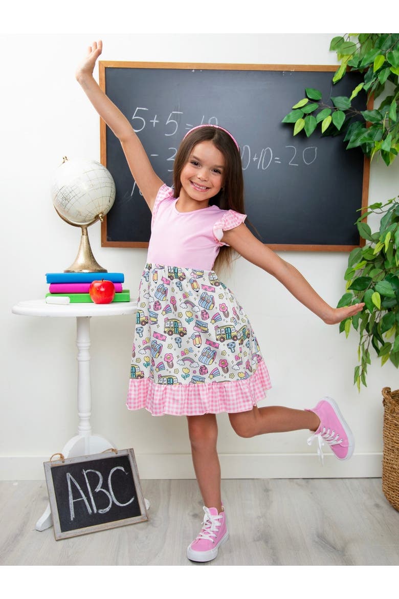 School Days Pink Gingham Ruffle Dress, Alternate, color, Pink