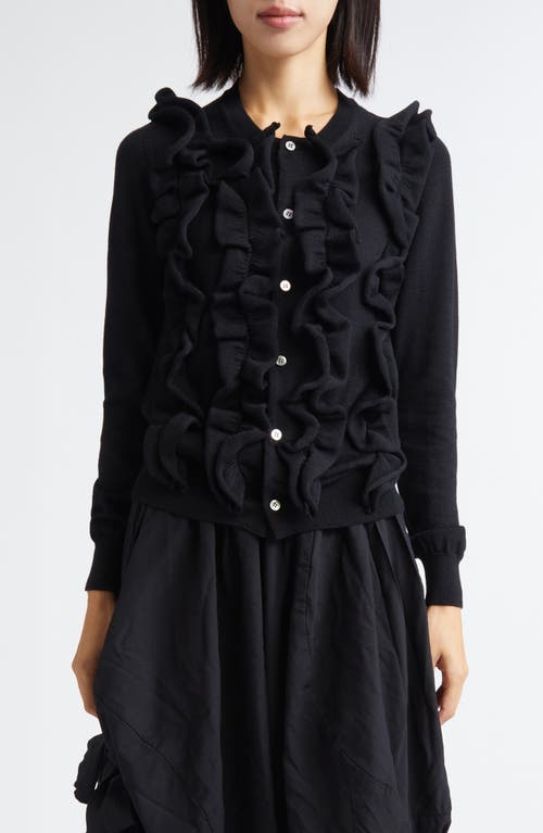 Comme des Garçons Comme des Garçons Ruffle Wool Cardigan in Black  product