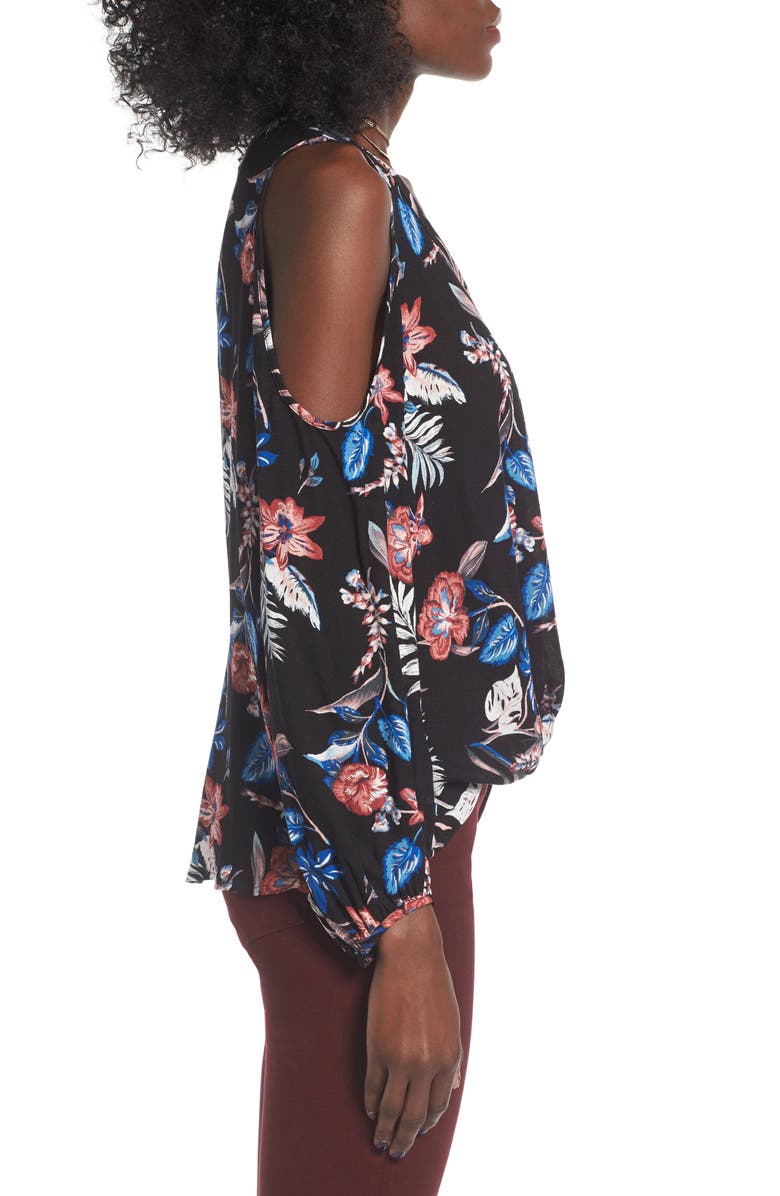 All in Favor Surplice Cold Shoulder Blouse, Alternate, color,