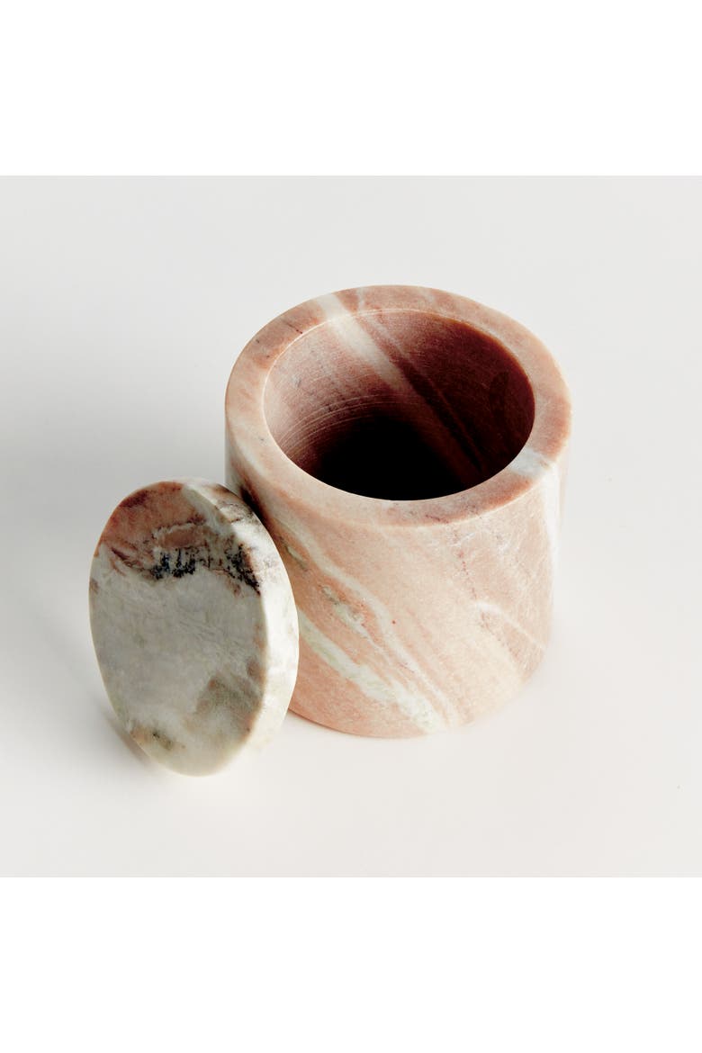 Jaqueline Round Lidded Box Short - Brown/White Marble Accent, Alternate, color, Brown
