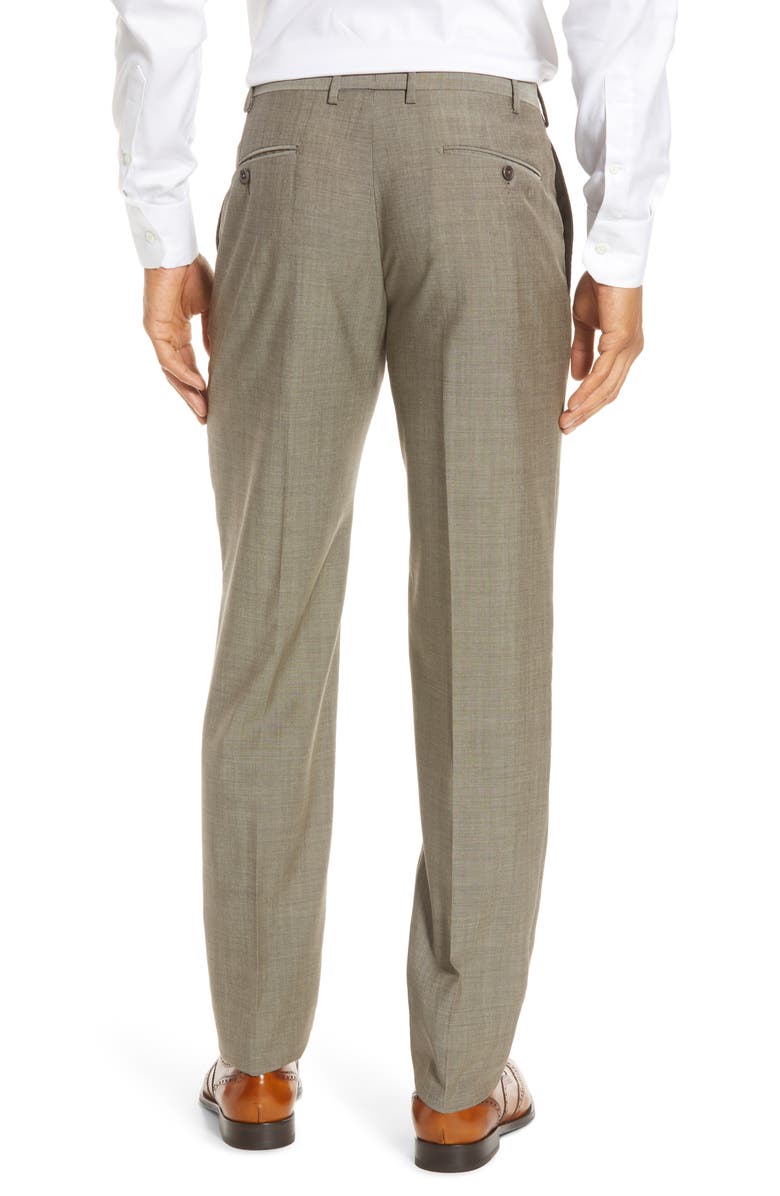 Zanella Parker Flat Front Solid Wool Dress Pants, Alternate, color,