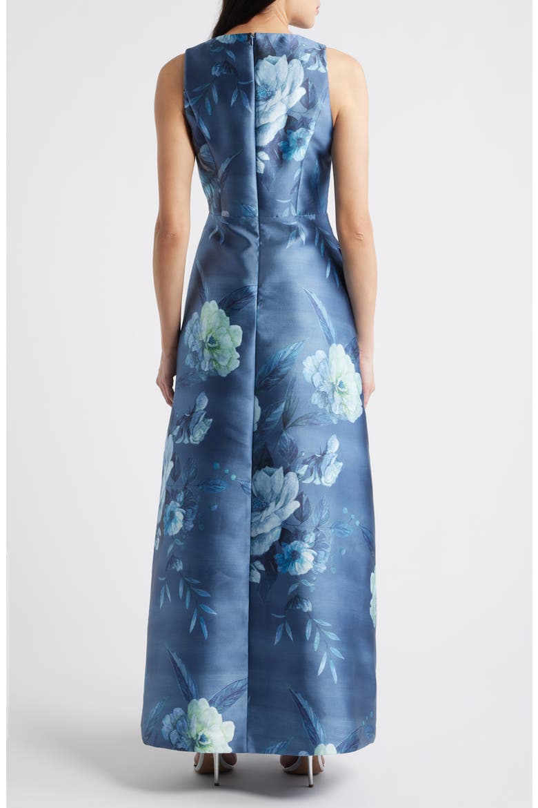 Rosalind Floral Evening Gown, Alternate, color, TEAL BLUE