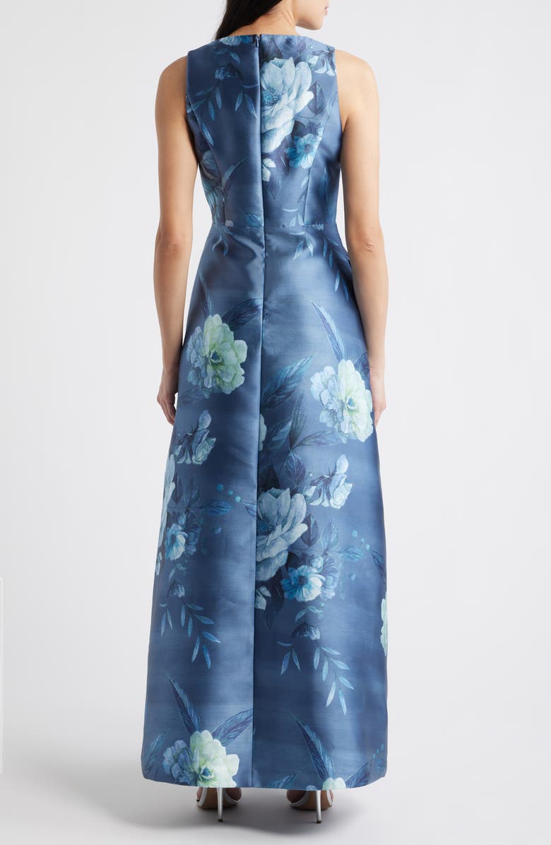 Kay Unger Rosalind Floral Evening Gown, Alternate, color, Teal Blue