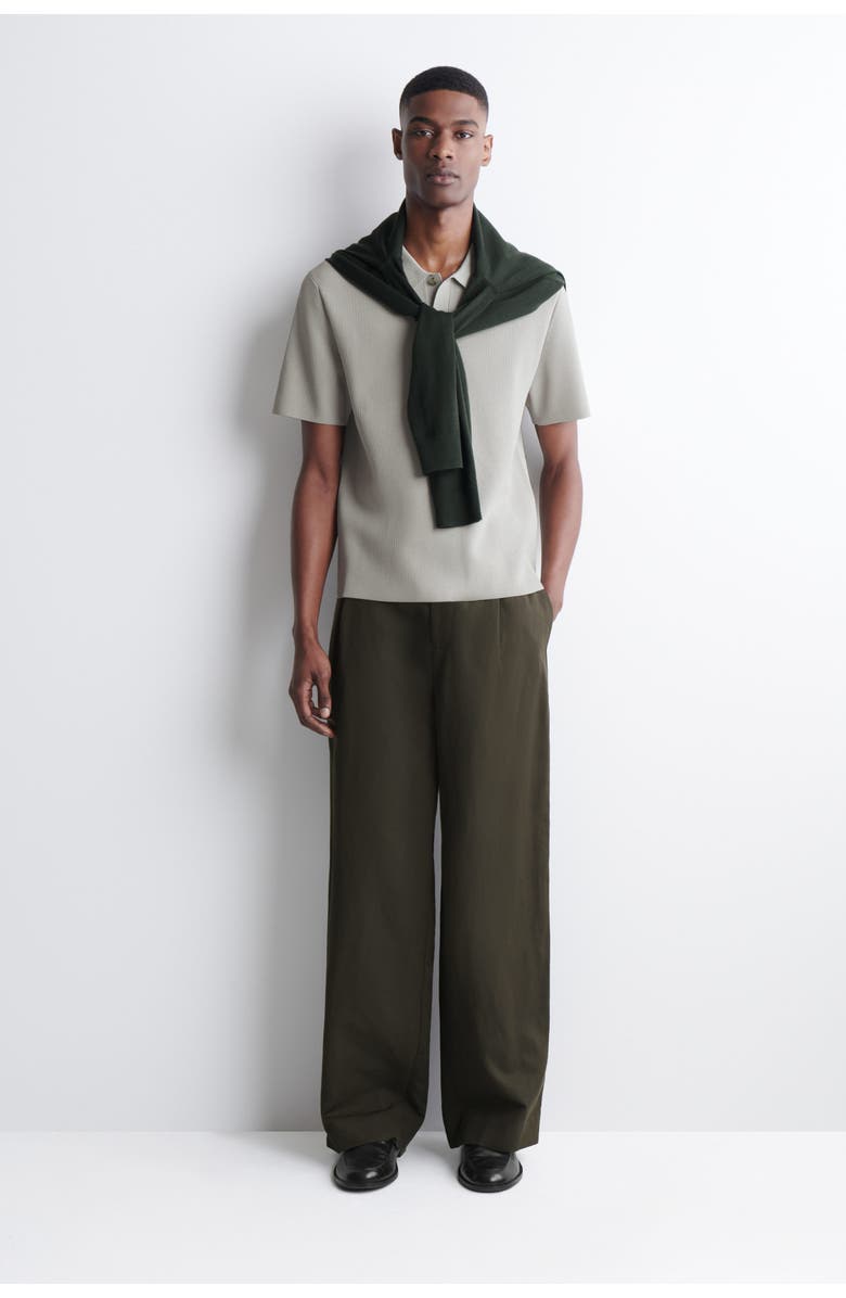 COS Slim Ribbed Bouclé-Knit Polo Shirt, Alternate, color, Sage