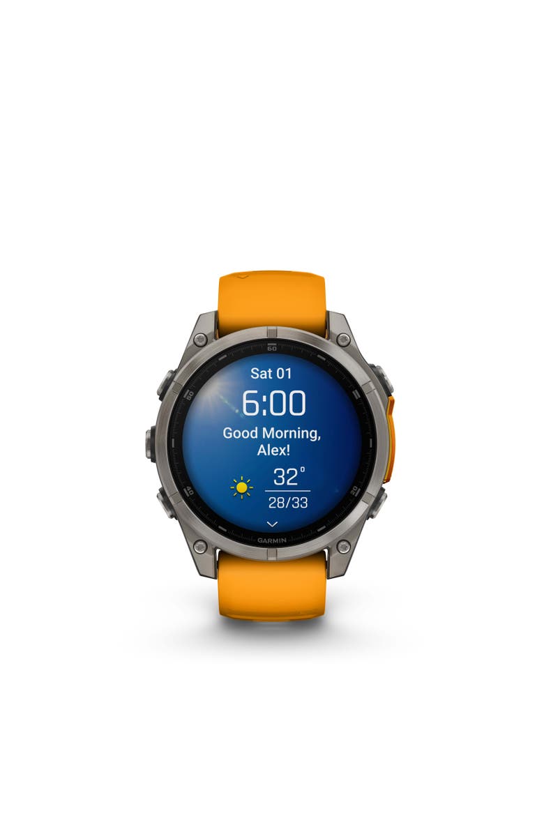Garmin fenix 8 47mm, AMOLED, Outdoor and Fitness GPS Smartwatch, Saphire, Alternate, color, Spark Orange/Graphite Band