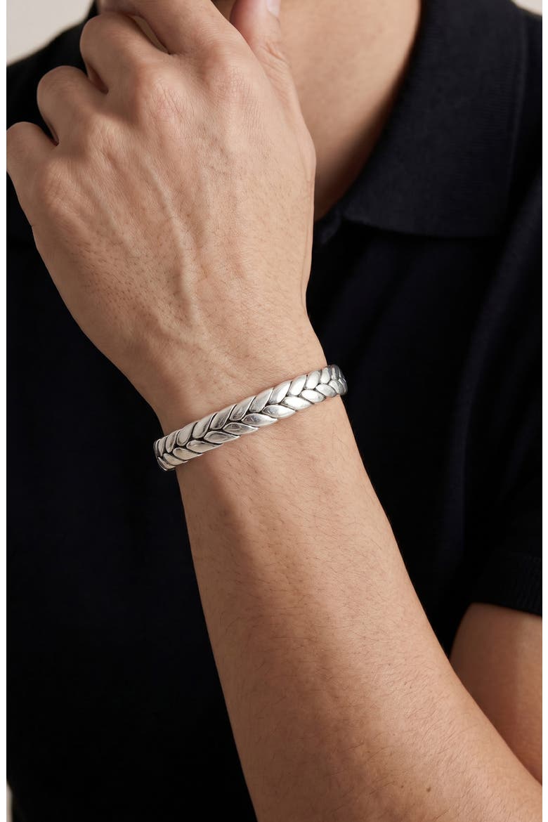 Men's Braided Cuff Bracelet, Alternate, color, SILVER