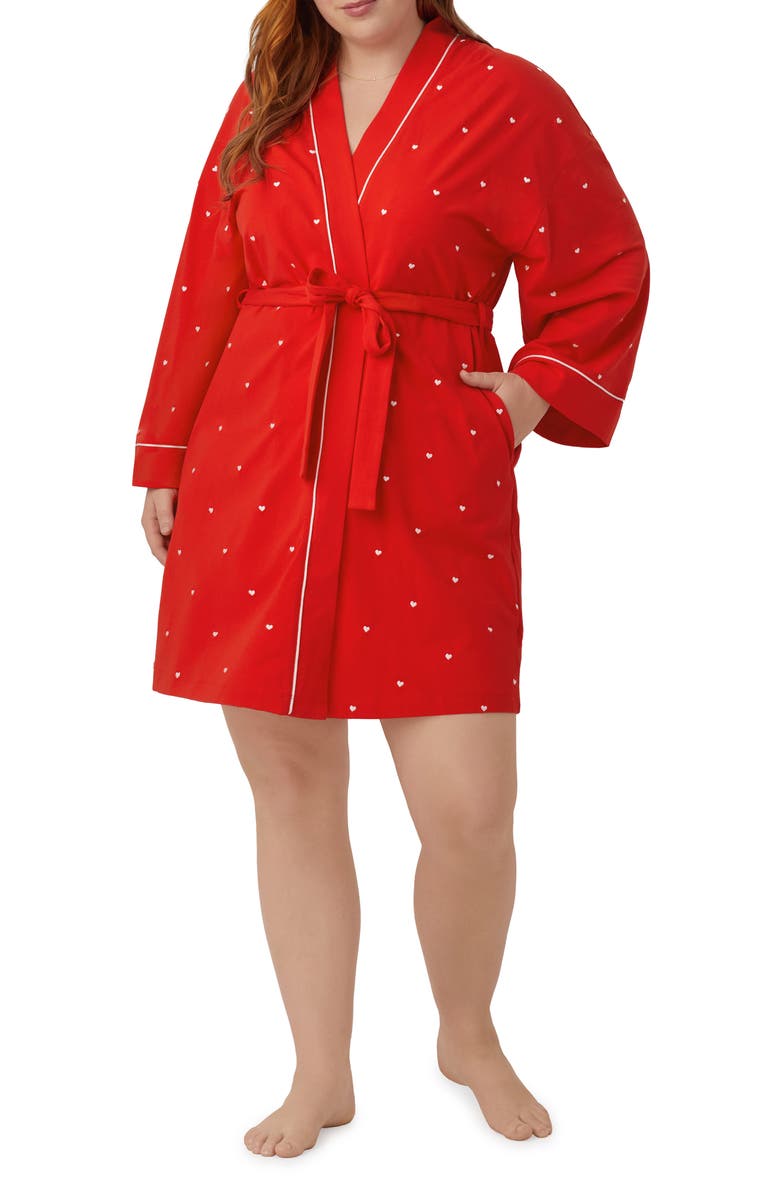 BedHead Pajamas Heart Dot Stretch Organic Cotton Jersey Robe, Alternate, color, 