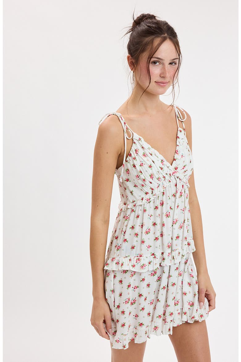Tie Strap Ruffle Minidress, Alternate, color, WHITE