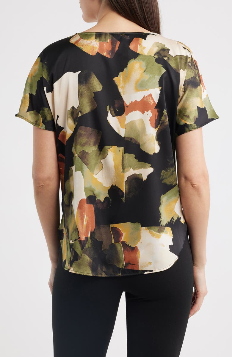 Anne Klein Abstract Print Short Sleeve Top, Alternate, color, Bay Leaf Multi