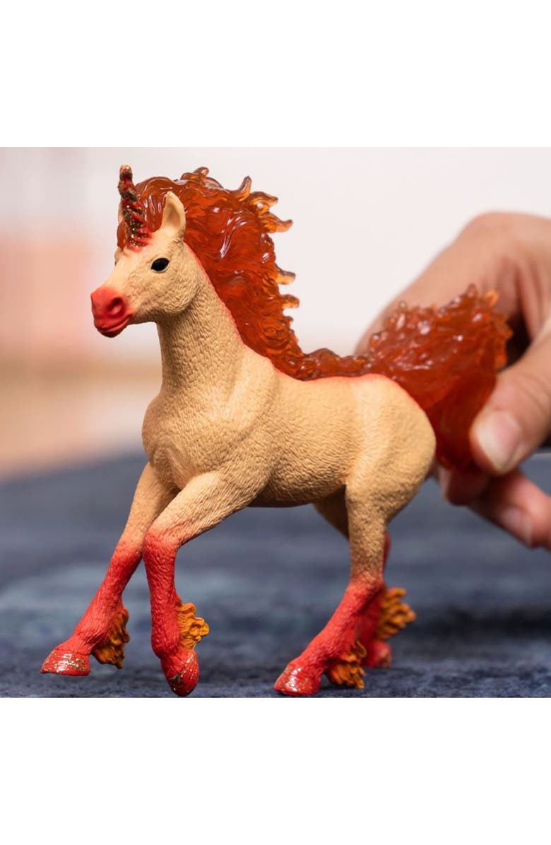 Schleich Bayala Elementa Fire Unicorn Stallion, Collectible Figurine, Kids, Alternate, color, Multicolored