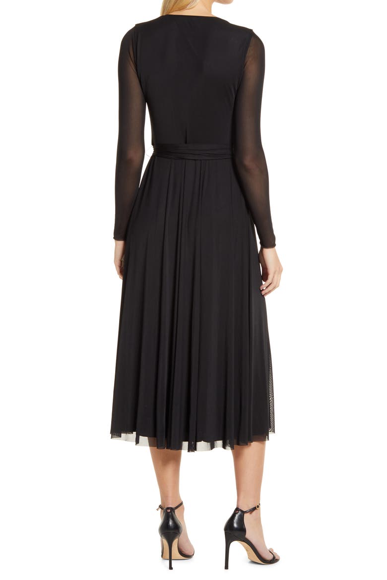 Long Sleeve Mesh Midi Dress, Alternate, color, ANNE BLACK