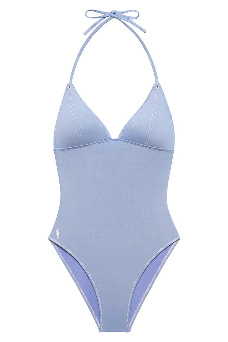 Halter One-Piece Swimsuit, Alternate, color, CAROLINA BLUE