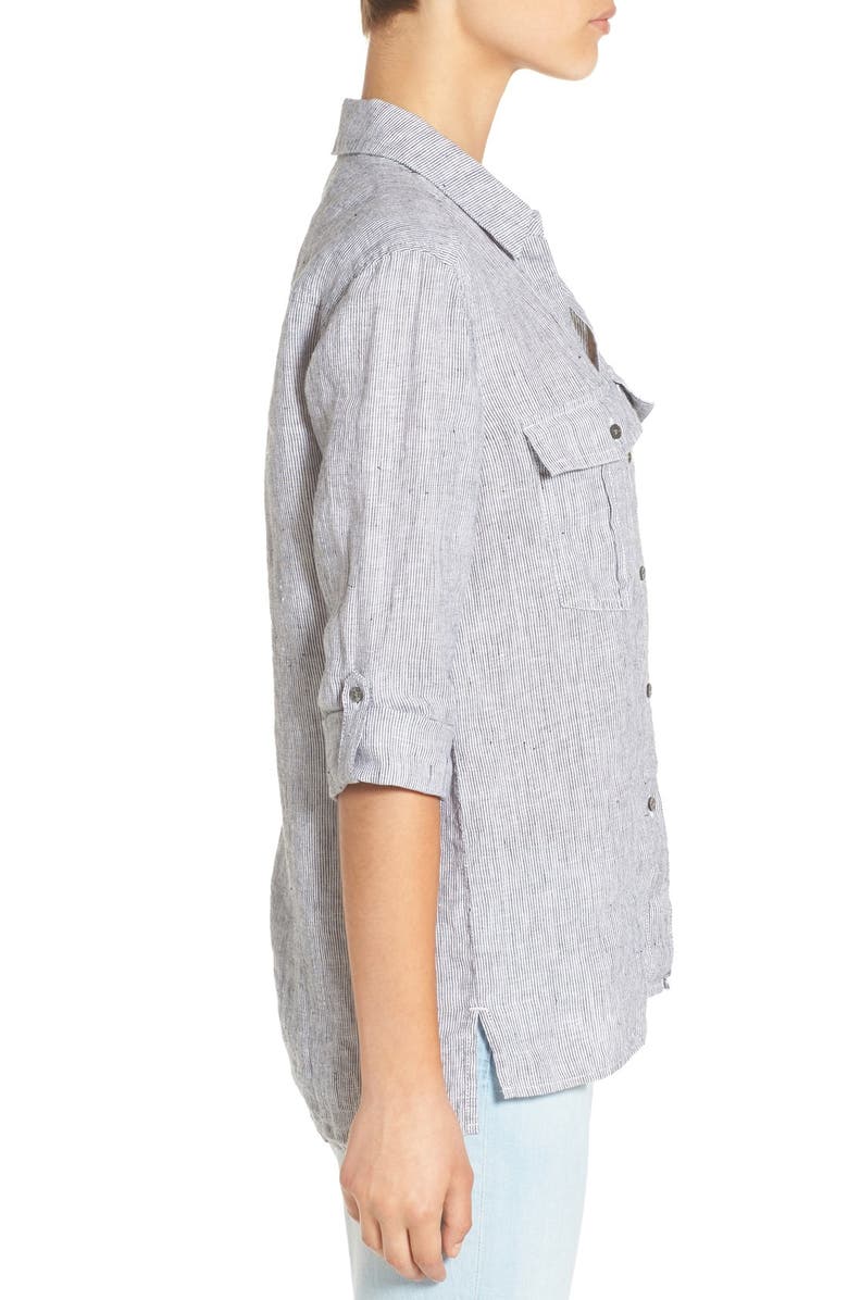 James Perse Button Front Linen Shirt, Alternate, color, 