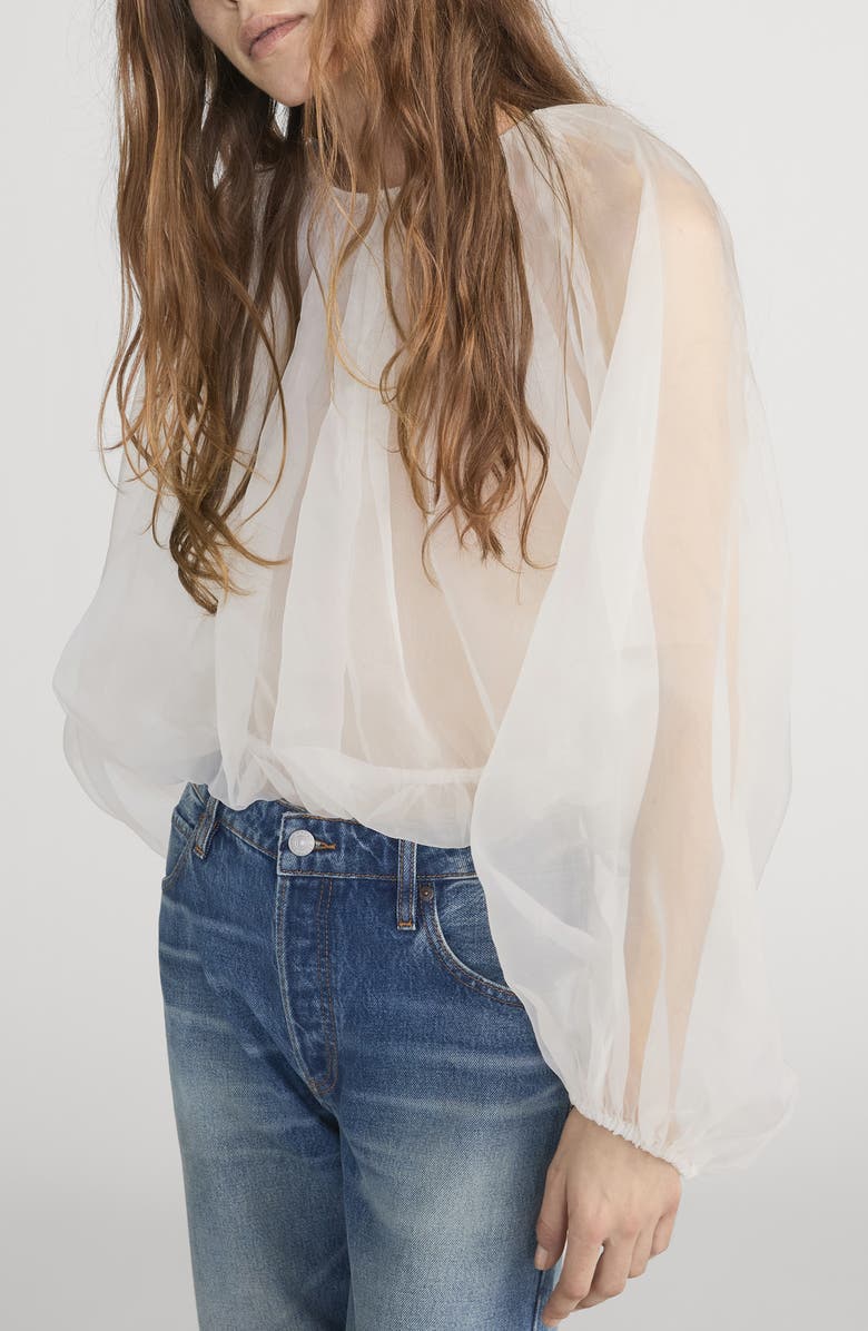 FRAME Sheer Silk Top, Alternate, color, Cream