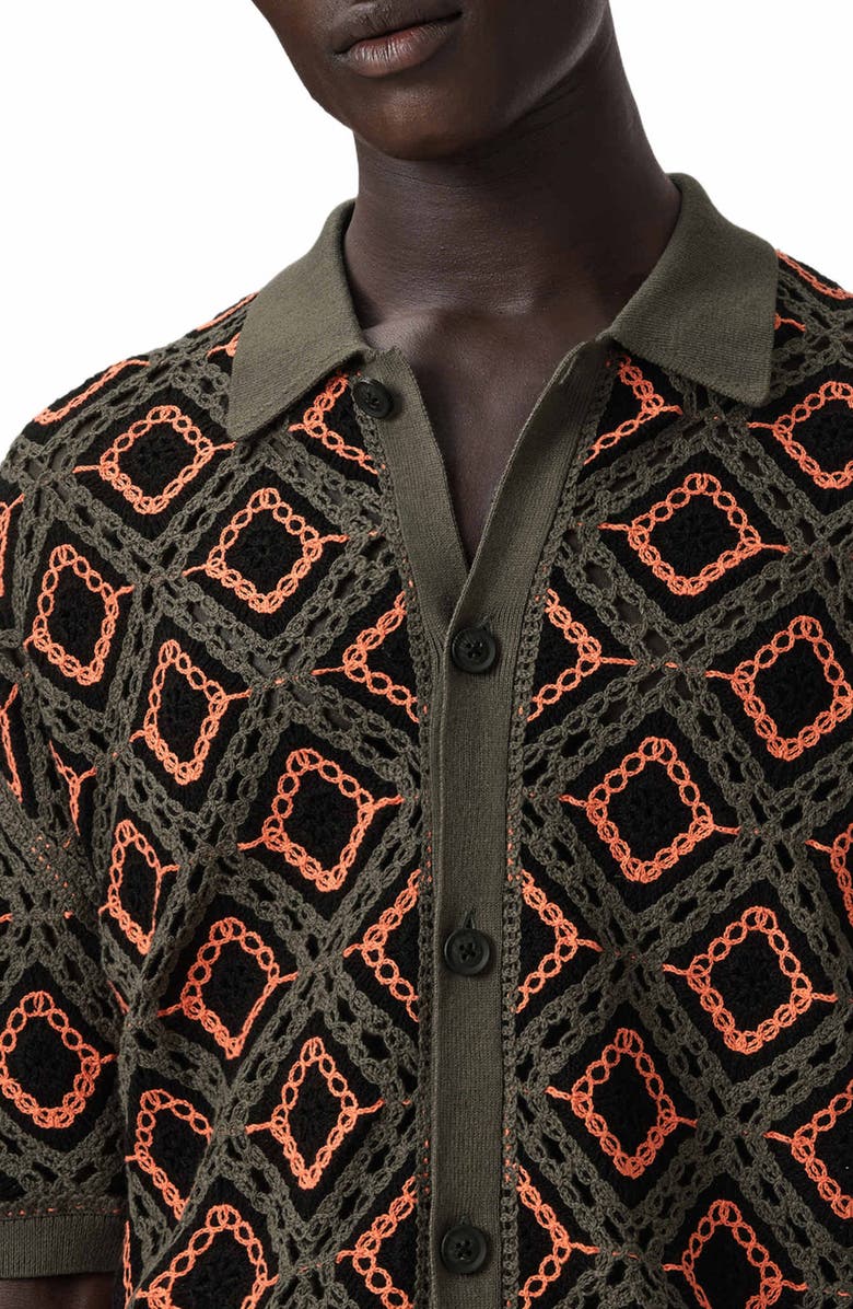 AllSaints Morena Knit Short Sleeve Cardigan, Alternate, color, Salmon Orange
