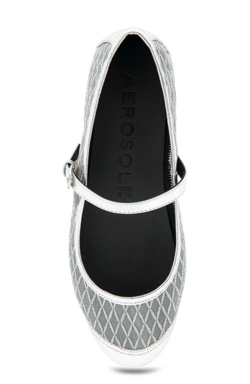 Aerosoles Baylee Mesh Mary Jane Flat In Silver Mesh Fabric