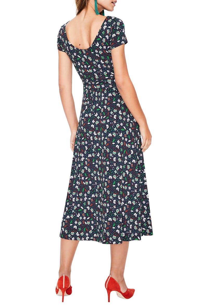 Alda Jersey Midi Dress, Alternate, color, NAVY BLOSSOM VINE