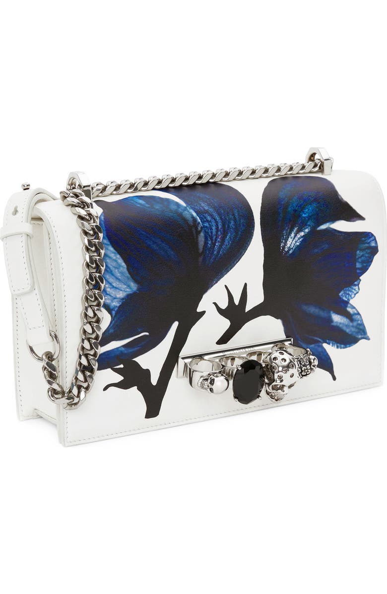 McQueen Jeweled Knuckle Ring Leather Shoulder Bag, Alternate, color,