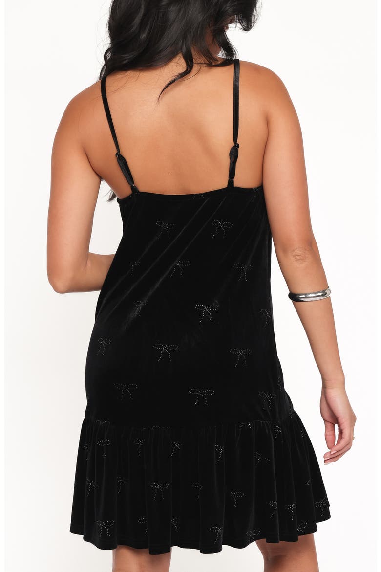 Eileen Bow Velvet A-Line Dress, Alternate, color, BLACK VELVET
