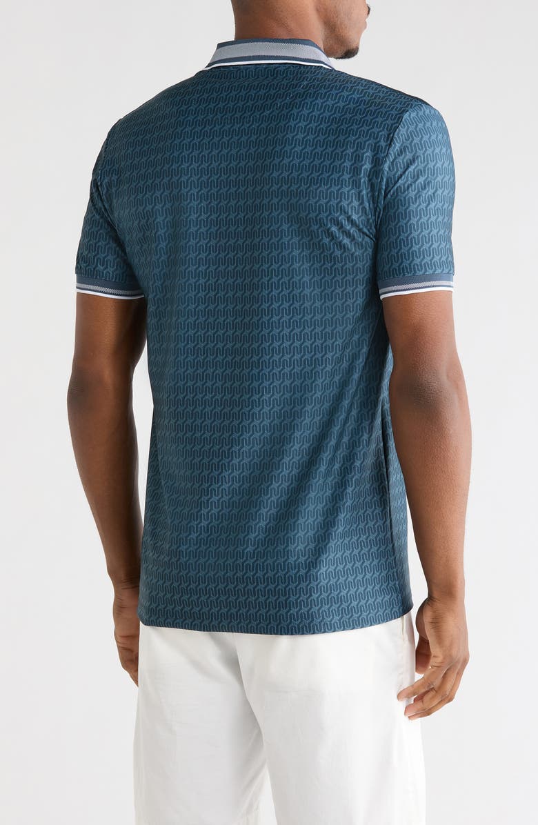 DENIM AND FLOWER Tipped Geometric Polo, Alternate, color, Navy