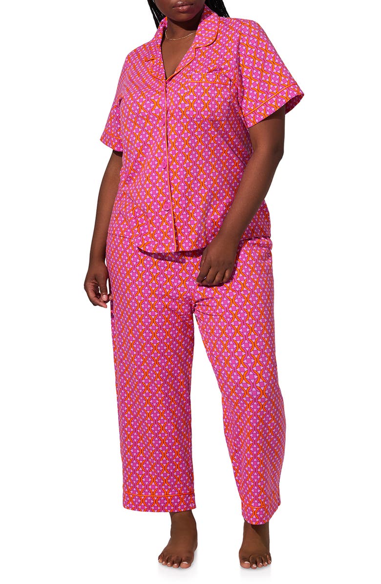 BedHead Pajamas Print Jersey Crop Pajamas, Alternate, color, Chain Geo