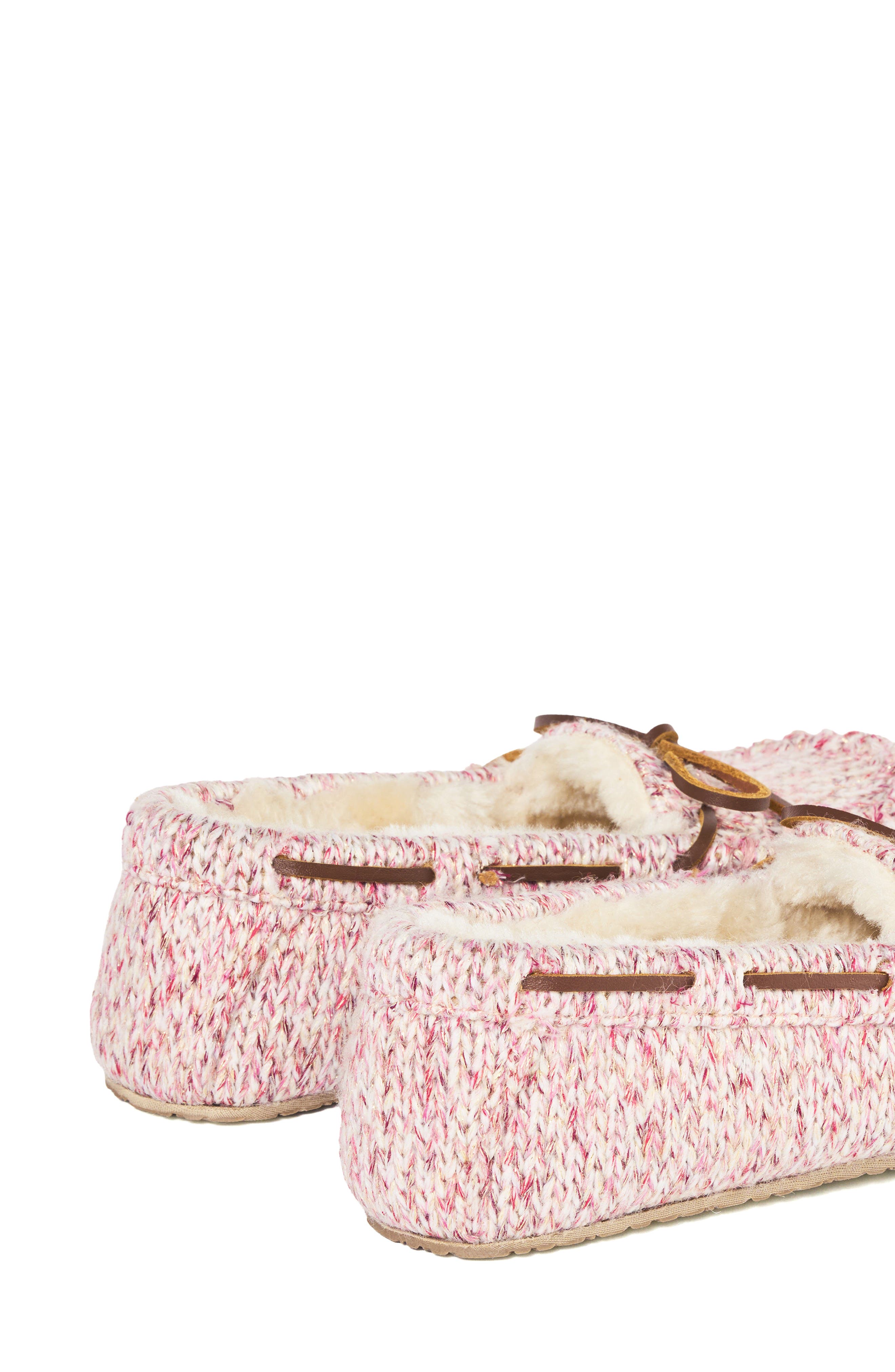 Shimmer Knit Moc Toe Slipper, Alternate, color, SPARKLE PINK