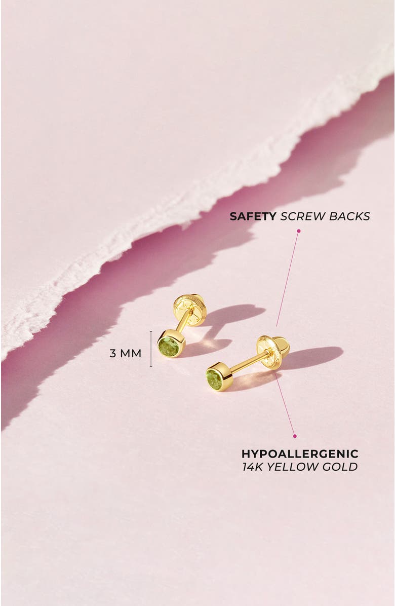 In Season Jewelry 14k Tiny Cubic Zirconia Birthstone Earrings, Alternate, color, August