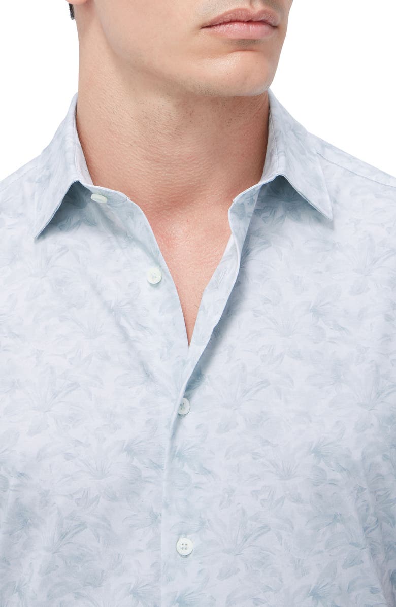 Bugatchi Miles OoohCotton<sup>®</sup> Floral Short Sleeve Button-Up Shirt, Alternate, color, 