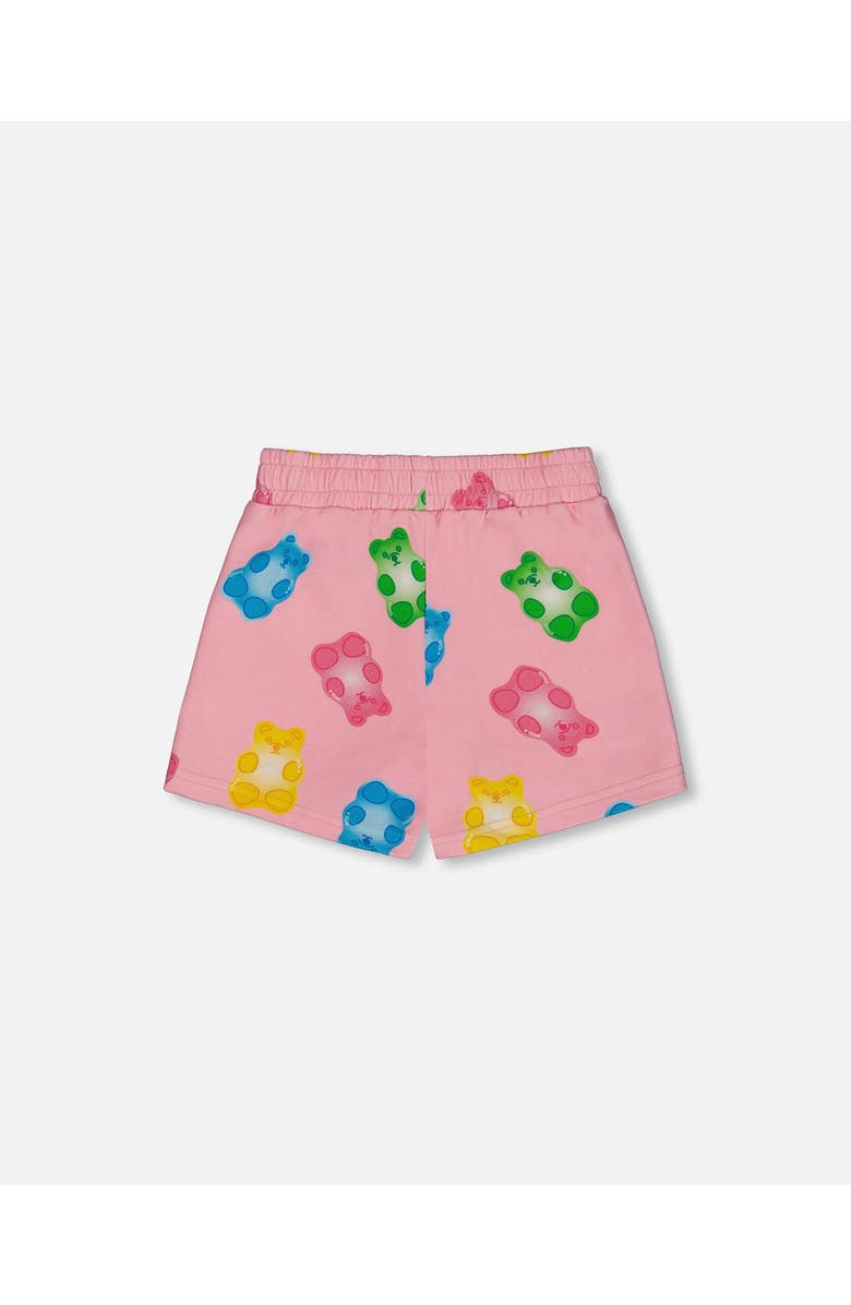 Deux par Deux Girl's Printed French Terry Short Pink Multicolored Gummies, Alternate, color,