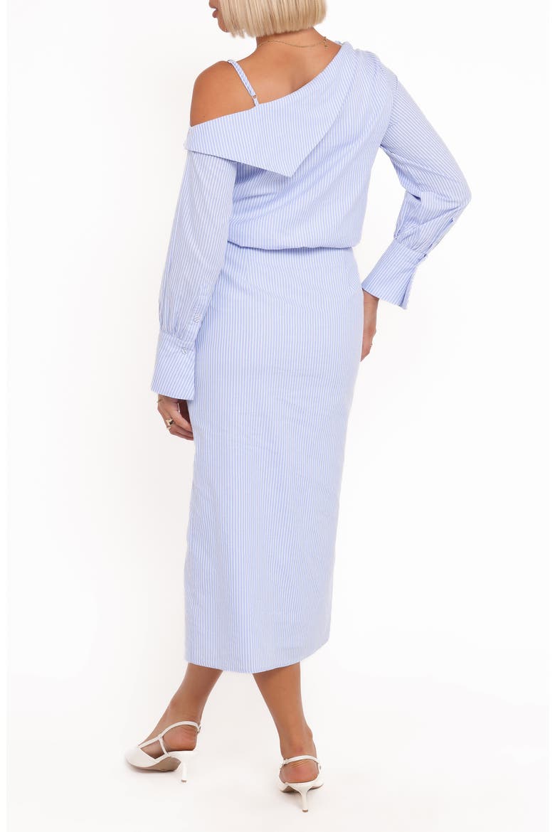 Broderick One Shoulder Midi Dress, Alternate, color, BLUE STRIPE