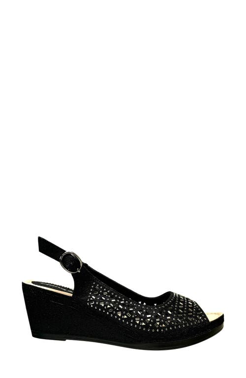 Ninety Union Anita Crystal Embellished Slingback Wedge Sandal In Black