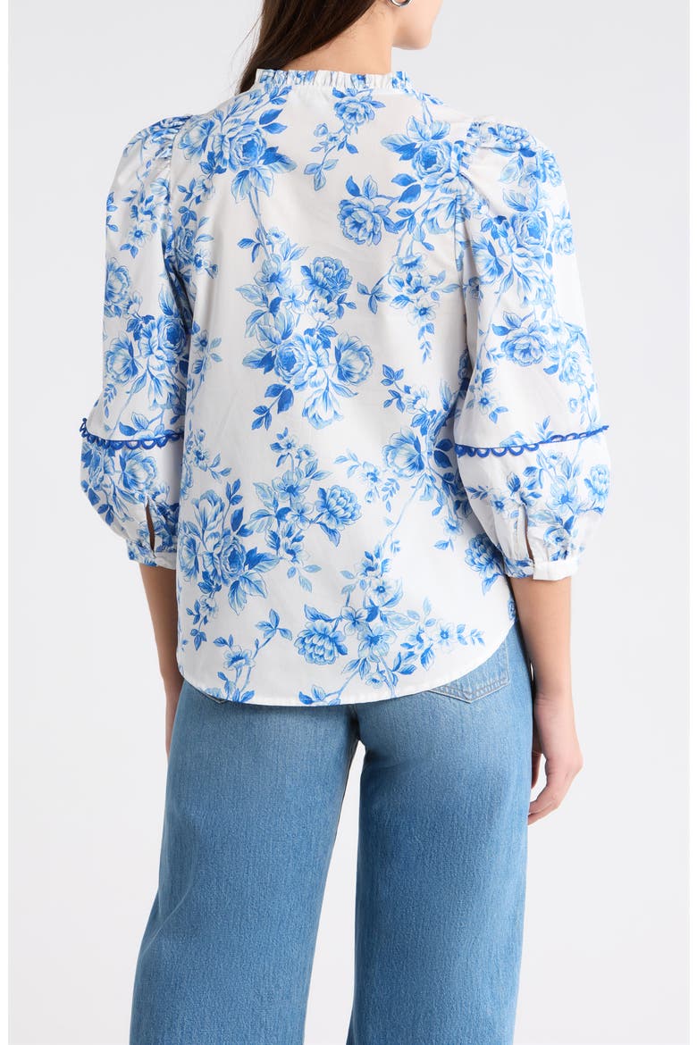 Juba Floral Print Top, Alternate, color, WHITE BLUE