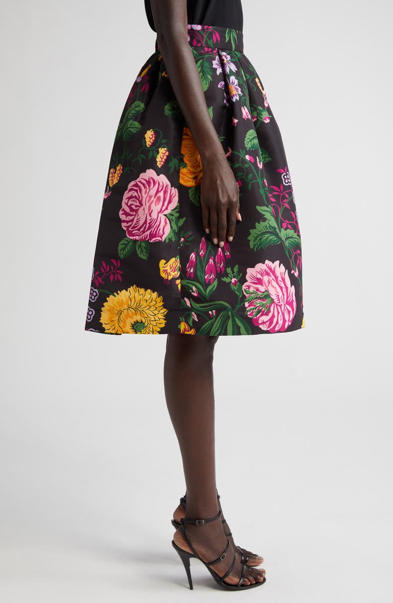 Carolina Herrera Floral Print A-Line Satin Skirt, Alternate, color,