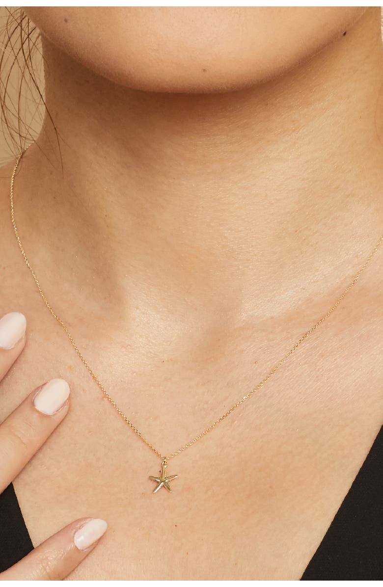 Oradina 14K Yellow Gold Starfish Pendant Necklace, Alternate, color, Yellow Gold