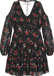 City Chic Maria Cold Shoulder Long Sleeve Minidress