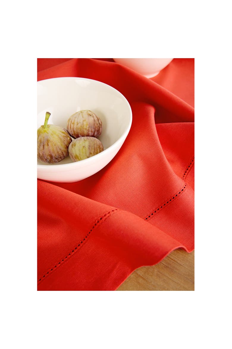 Cotton Linen Hemstitch Dinner Napkins Set of 4, 20 x 20", Alternate, color, Poppy Red