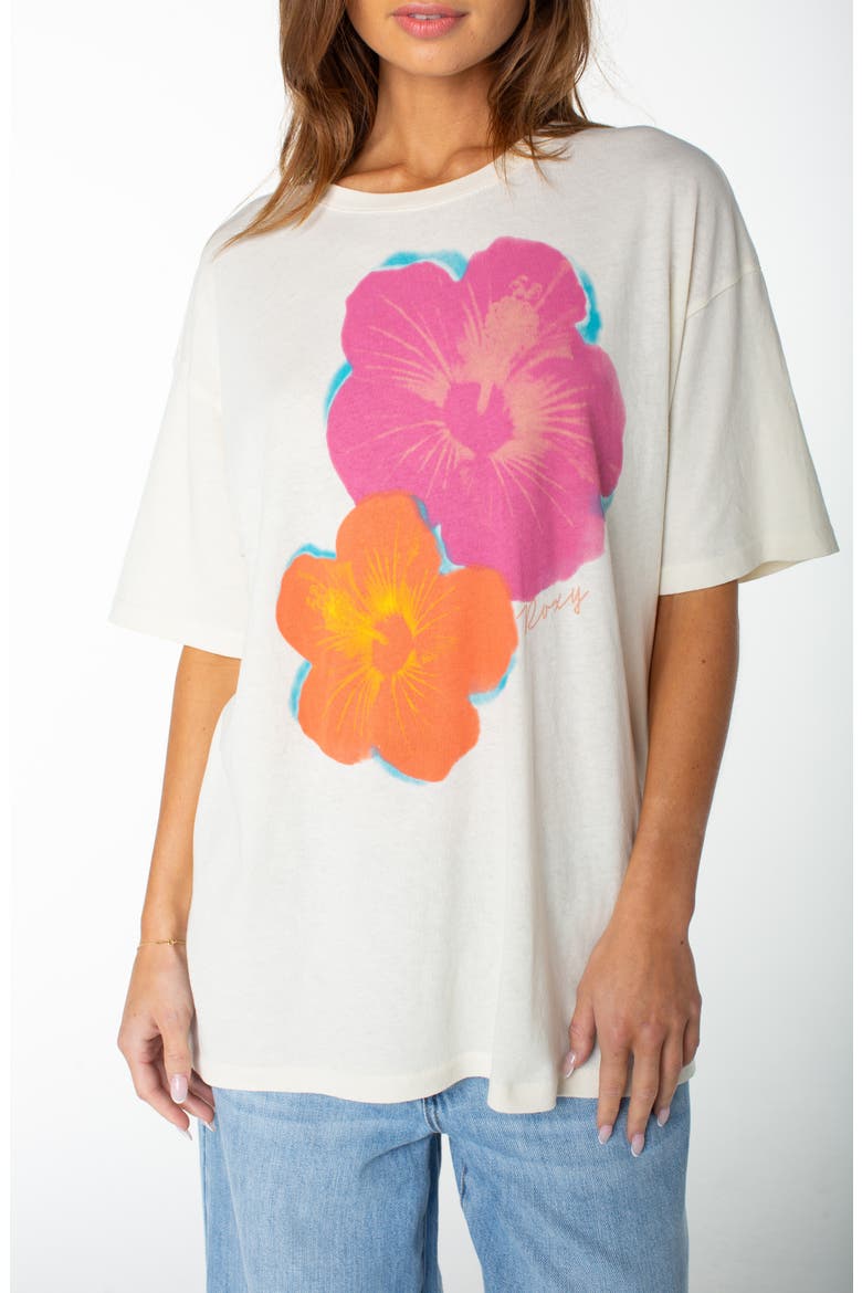 Flower Glow Oversize Cotton Graphic T-Shirt, Main, color, CLOUD DANCER