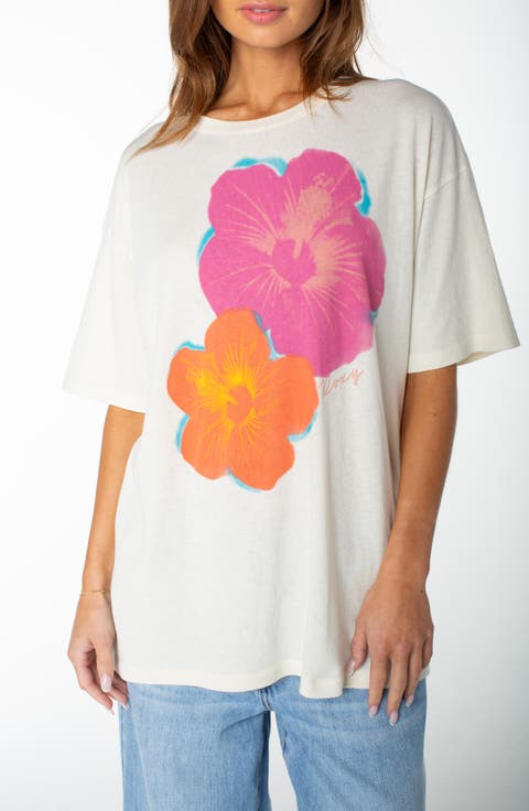 Flower Glow Oversize Cotton Graphic T-Shirt
