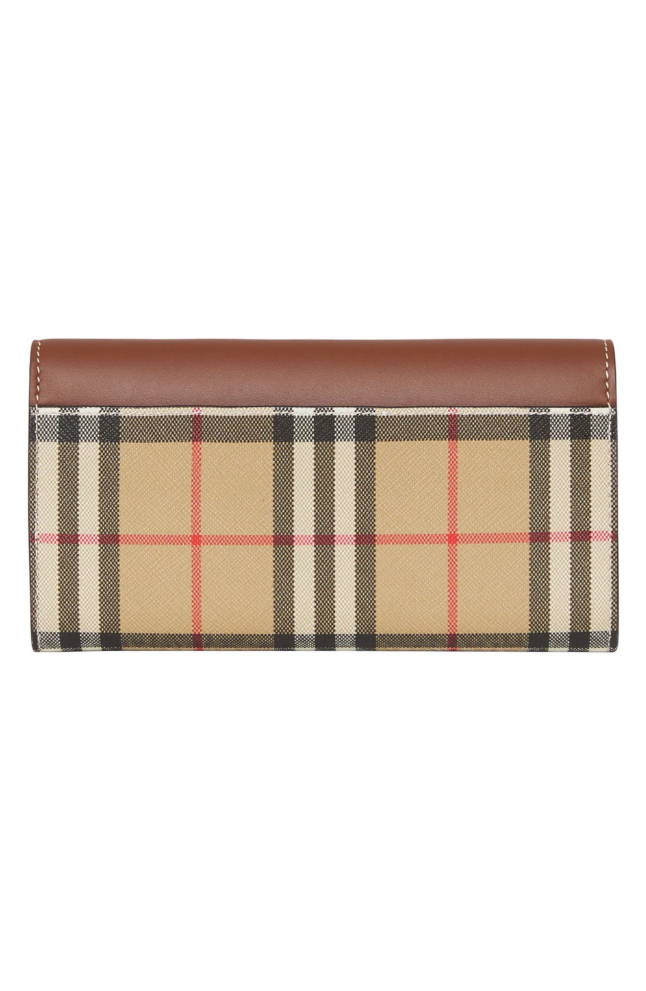 Burberry Halton Check E-Canvas & Leather Continental Wallet, Alternate, color, 