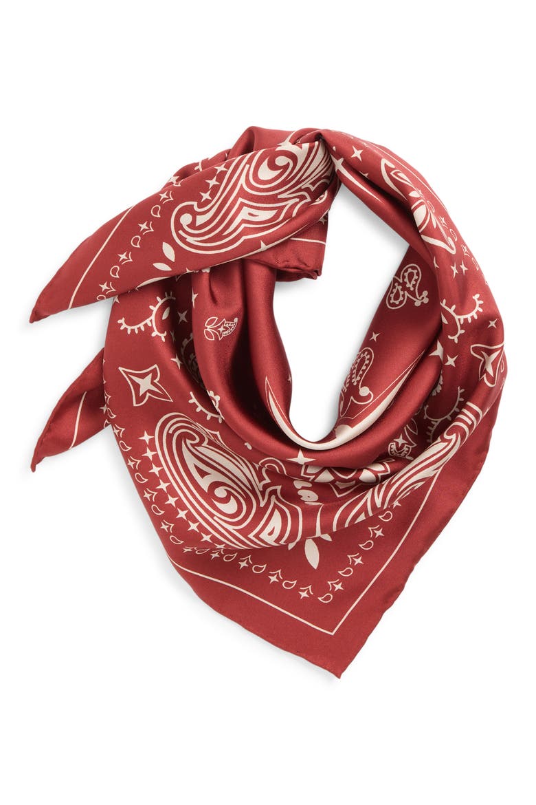 Paisley Silk Bandana, Main, color, RUBY BURGUNDY